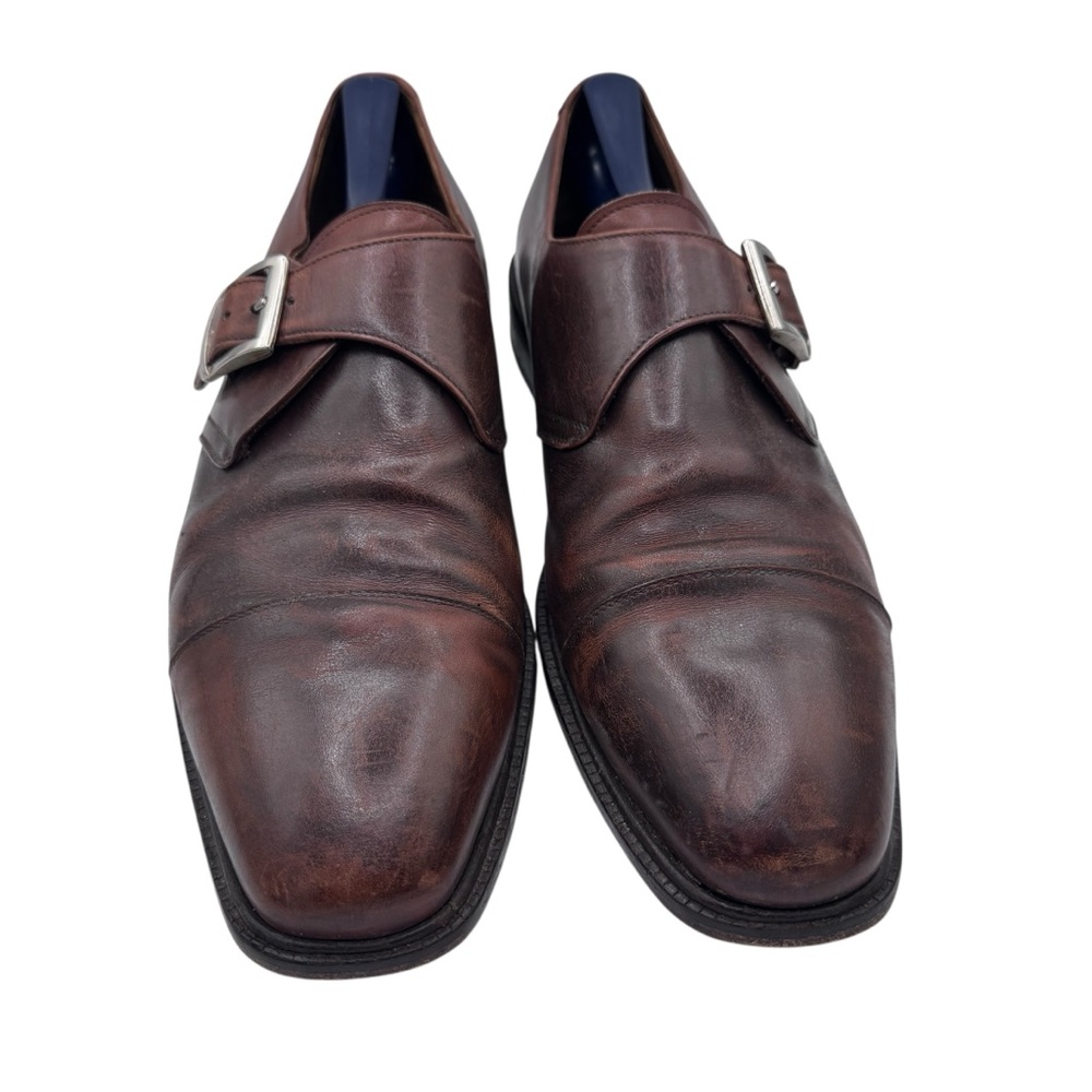 Pronto Uomo Dark Brown Leather Oxfords with Buckle - 12.5” heel to toe - Size 15